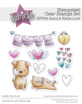 Kulricke Stempel "Hund & Katze Love" Clear Stamp