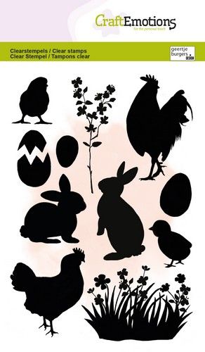 CraftEmotions Clearstamps A6 – Frühlingssilhouette (2) Huhn und Küken