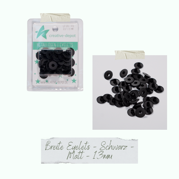 Creative Depot -  Breite Eyelets - Schwarz - Matt - 13 mm 