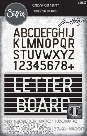 Sizzix - 2D Texture Fades w/ Thinlits Die by Tim Holtz Vault Side Order Letterboard (1+35pcs)