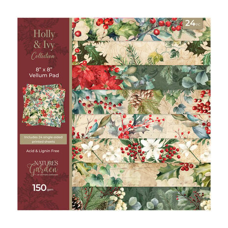 Crafter's Companion - Holly & Ivy 8x8 Inch Vellum Pad