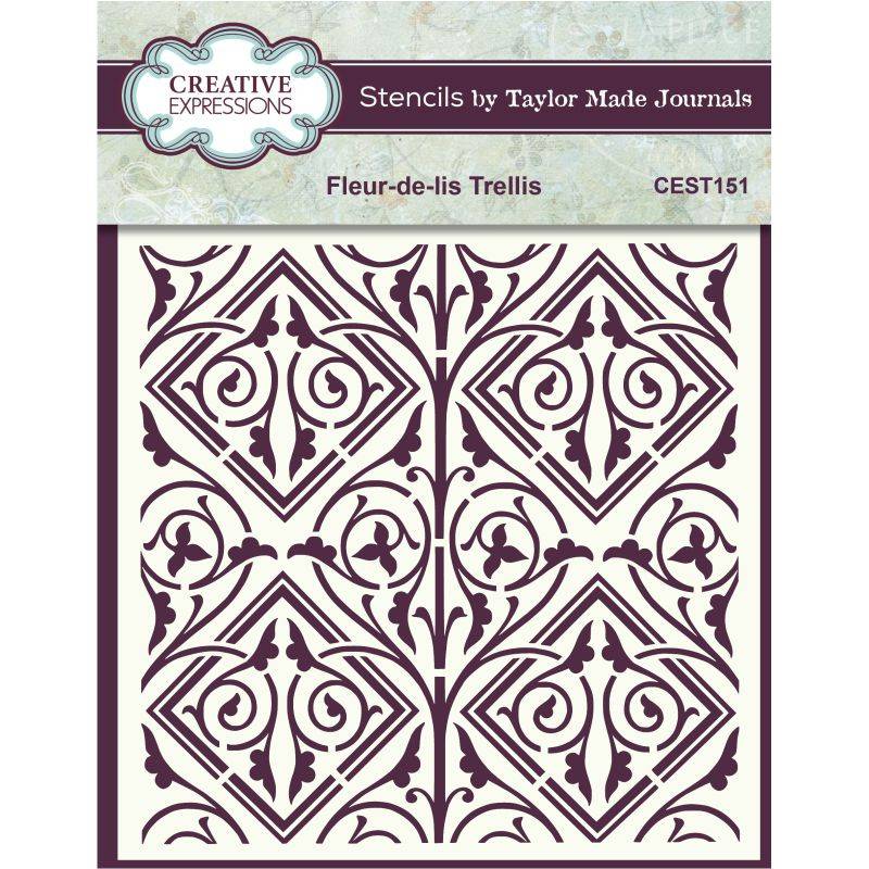 Creative Expressions Taylor Made Journals Fleur-de-lis Trellis 6 in x 6 in Stencil