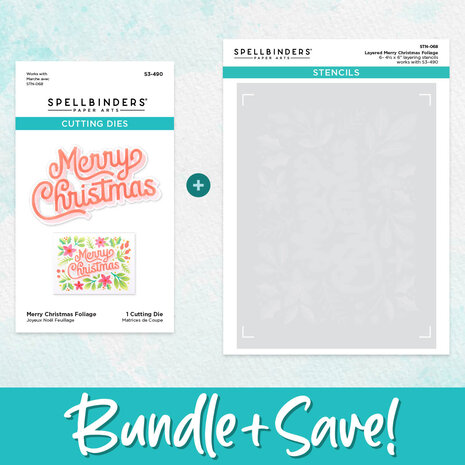 Spellbinders - Layered Merry Christmas Foliage Stencil & Die Bundle 