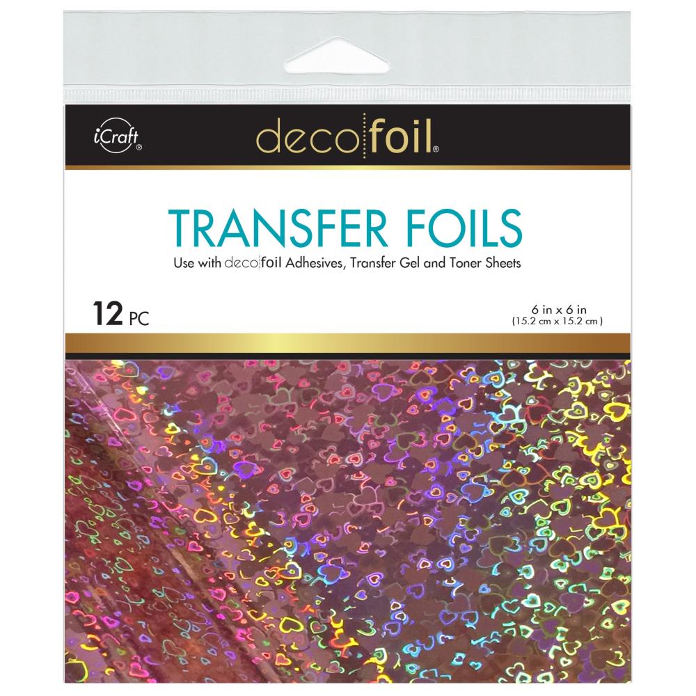 Deco Foil Transfer Sheets 6"X6" 12/Pkg - Candy Hearts