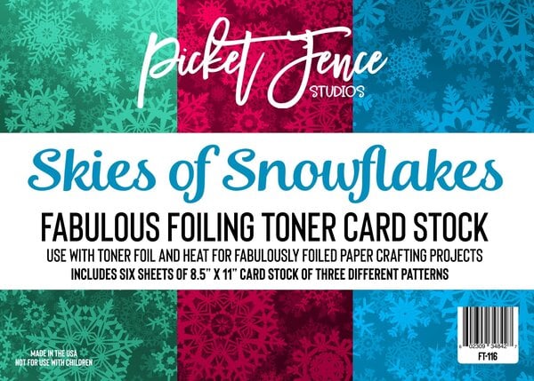 Picket Fence Studios - Fabulous Foiling Toner Card Stock Skies of Snowflakes (6pcs)