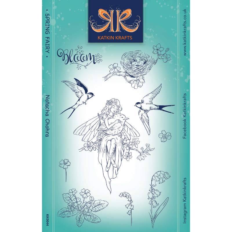 Katkin Krafts Spring Fairy 6 in x 8 in Clear Stamp Set