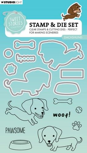 Studio Light Stamp & Cutting Die Dachshund Sweet Stories nr.78