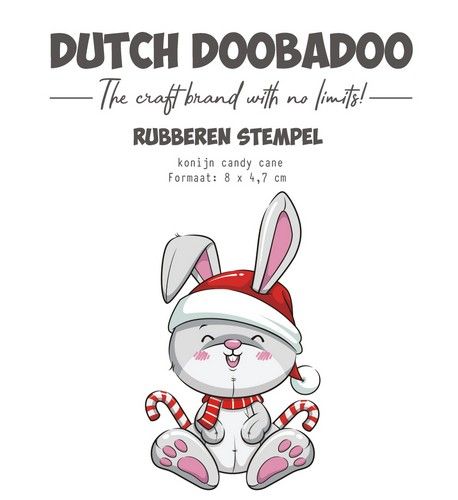 Dutch Doobadoo Rubber stempel Rabbit candy cane