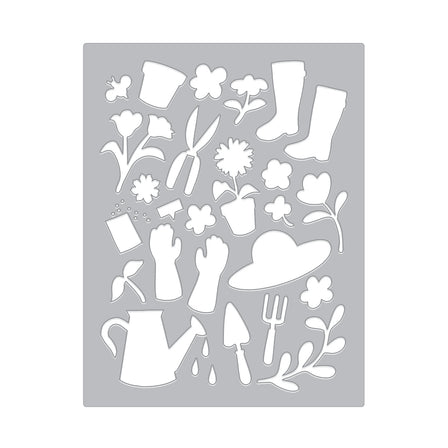 Hero Arts Gardening Tools & Flowers Cover Plate Die from the In The Garden Collection