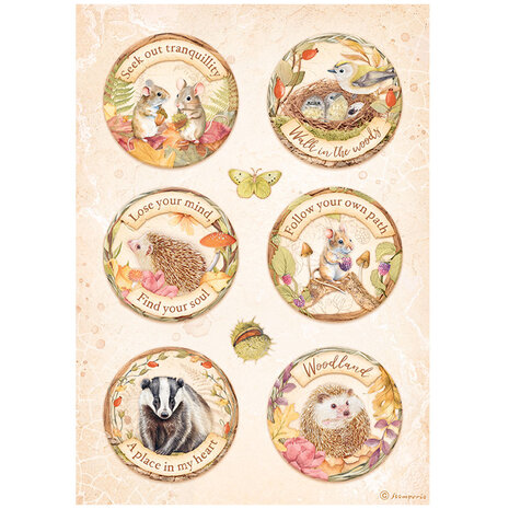 Stamperia - A4 Rice Paper Woodland Rounds