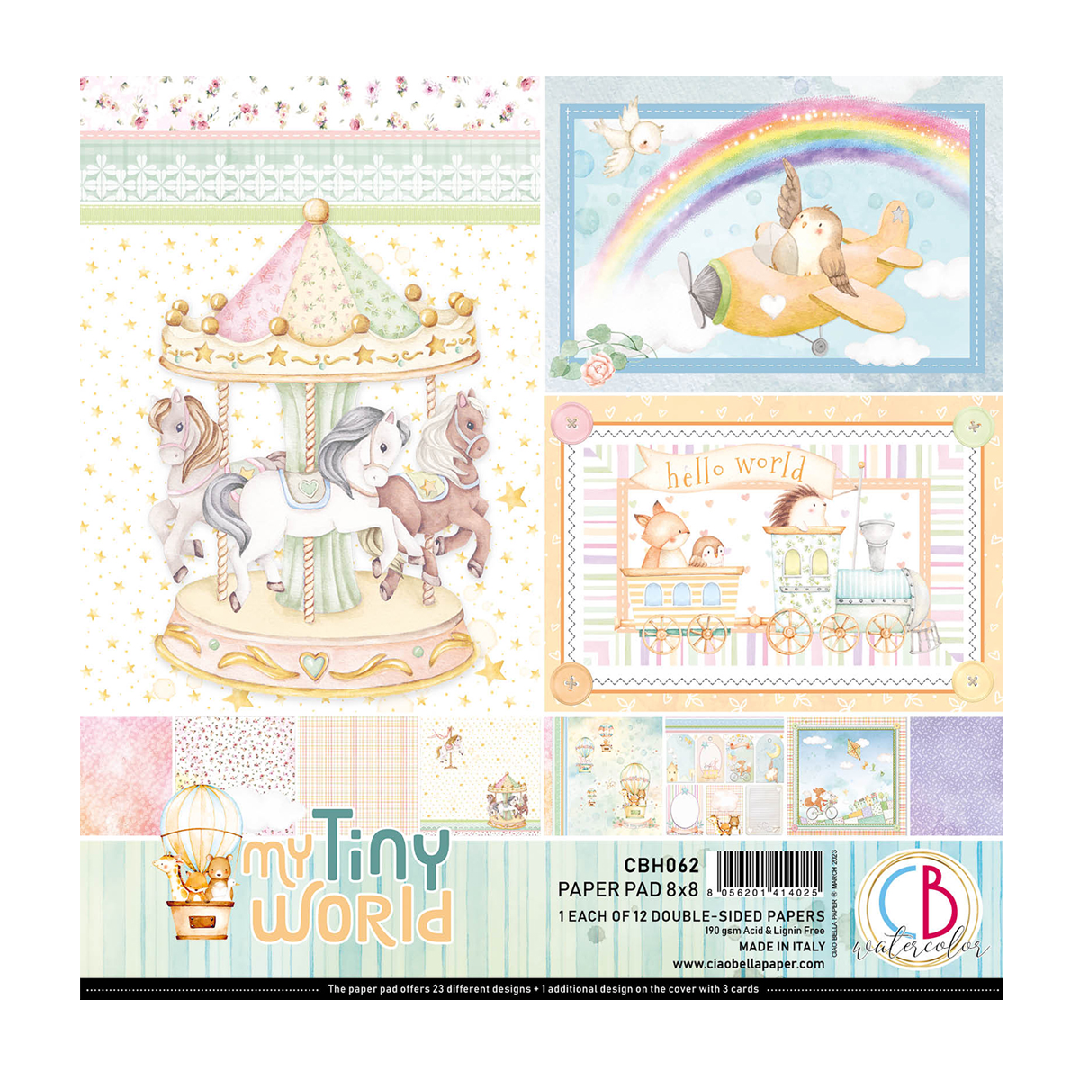 Ciao Bella - My Tiny World Paper Pad 8"x8" 12/Pkg