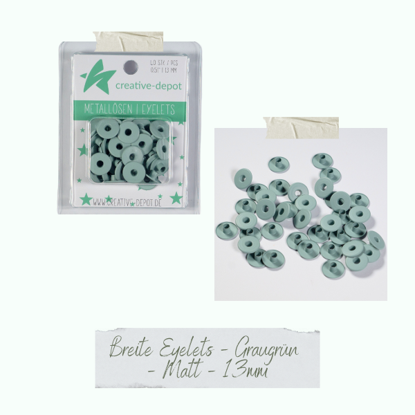 Creative Depot -  Breite Eyelets - Graugrün - Matt - 13 mm