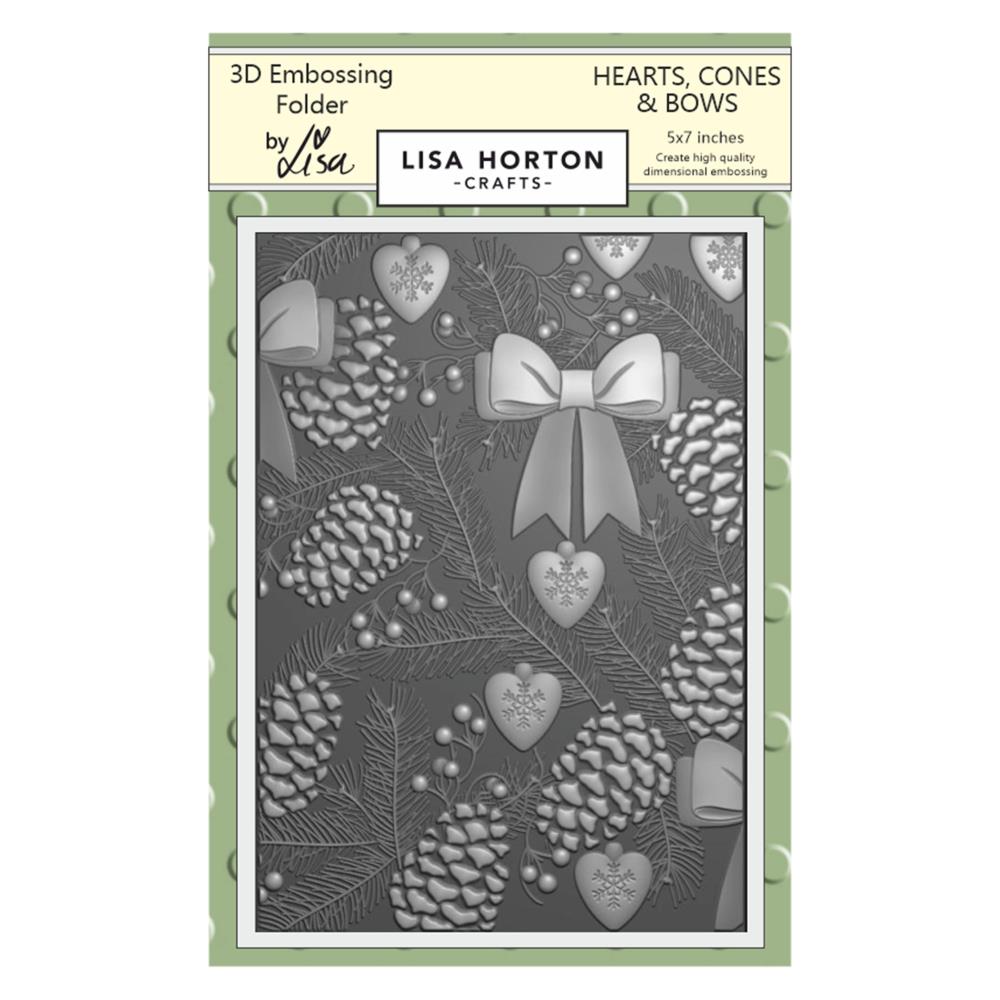 Lisa Horton Crafts Embossing Folder 5"X7" -  Hearts, Cones, and Bows 