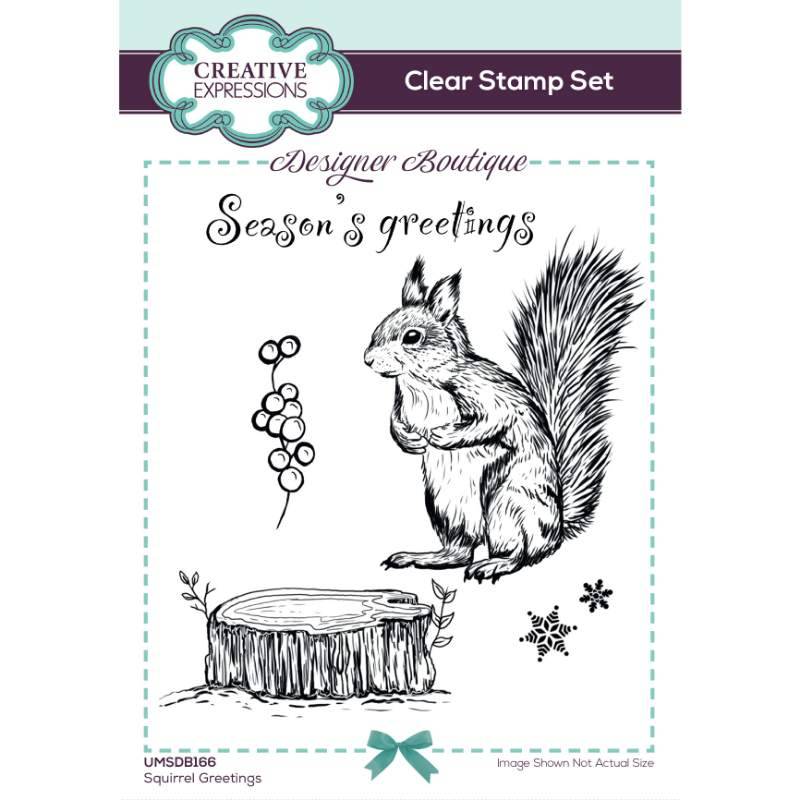 Creative Expressions Designer Boutique Squirrel Greetings 4 in x 6 in Stamp Set