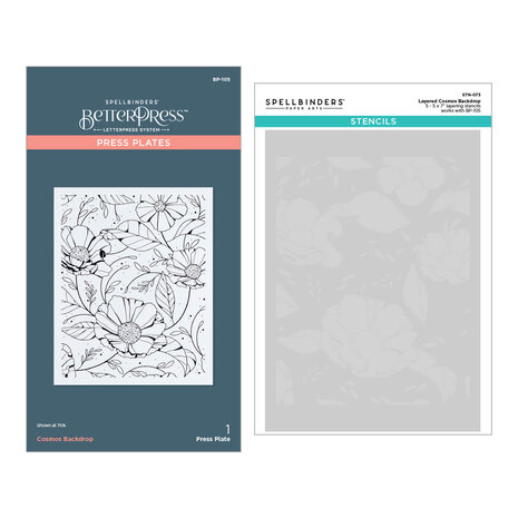 Spellbinders -BetterPress - Cosmos Backdrop BetterPress and Stencil Bundle