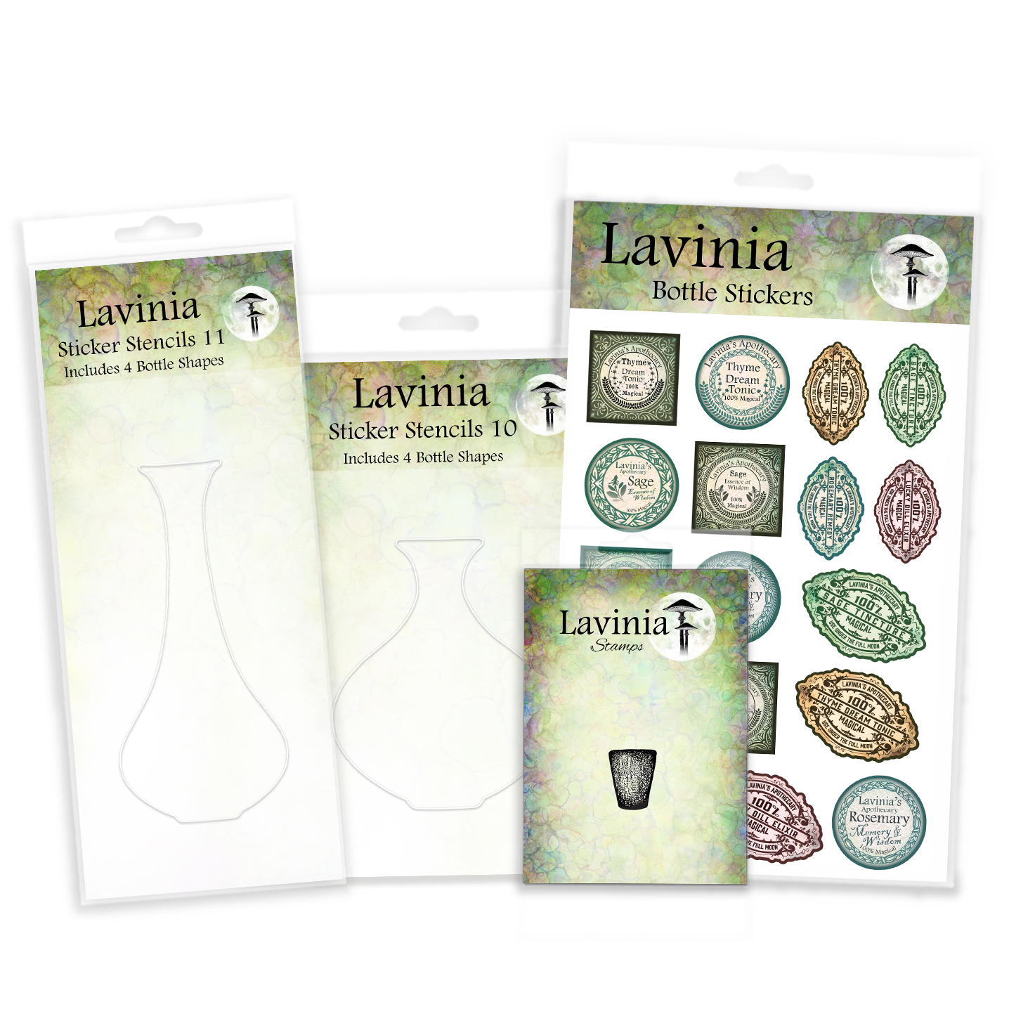 DEMNÄCHST !! Lavinia Stamps - Smaller Sticker Stencil Bottle Bundle