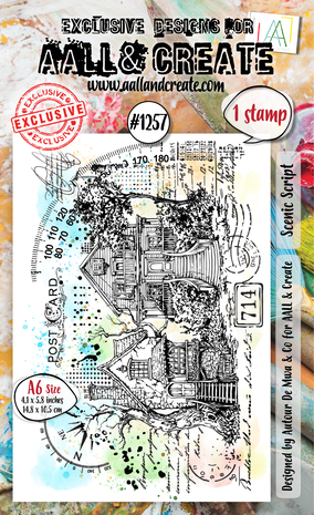 AALL & Create - Whimsy Dwellings A6 Stamp Set Scenic Script 