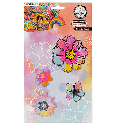 Studio Lights Stamps - Layered Flowers Art By Marlene nr.778