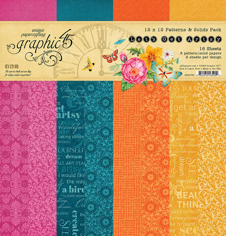 Graphic 45 - Let's Get Artsy 12x12 Inch Patterns & Solids Pack