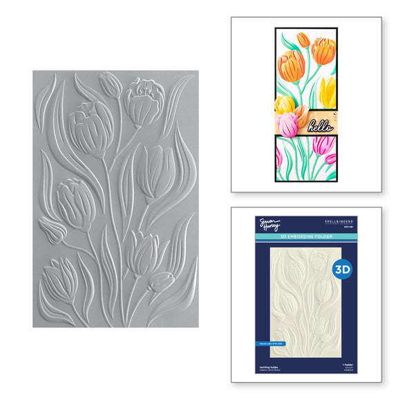 Spellbinders - Twirling Tulips 3D Embossing Folder from the Tulip Garden Collection by Simon Hurley