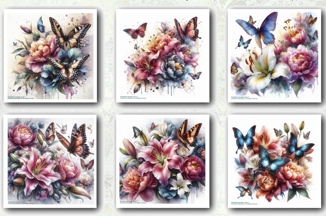 Zuri - Decoupage Papers - Butterfly Bloom