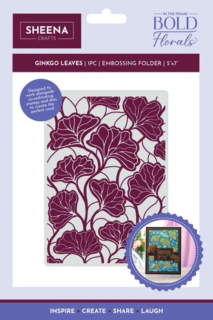 Crafter's Companion - In the Frame Bold Florals 5x7 Inch Embossing Folder Ginkgo Leaves