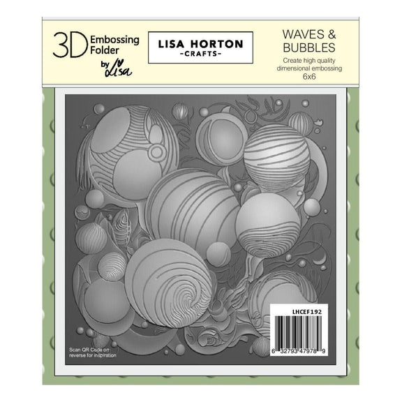 Lisa Horton Crafts - Waves & Bubbles 6" x 6" Embossing Folder (no die)