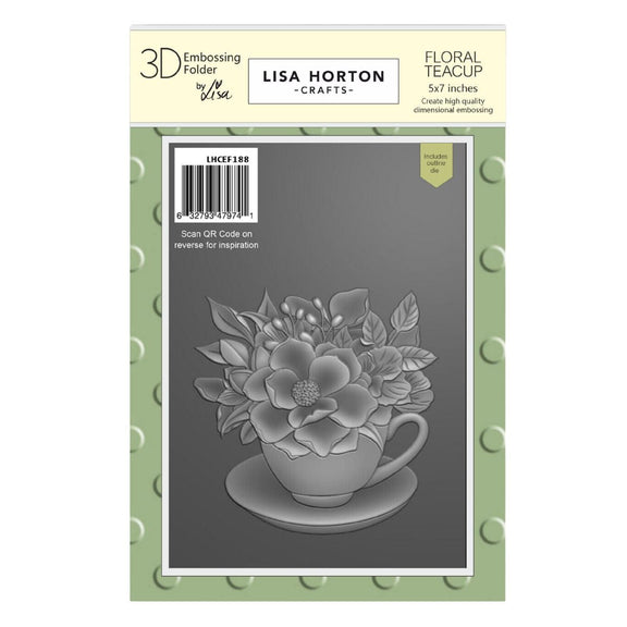 Lisa Horton Crafts - Floral Teacup 5" x 7" Embossing Folder with Die