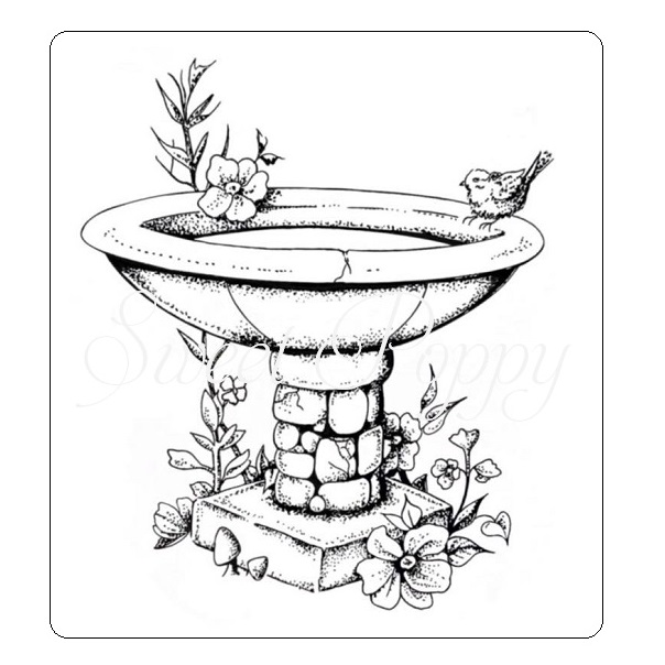 Sweet Poppy Stencil: Birdbath Stamp