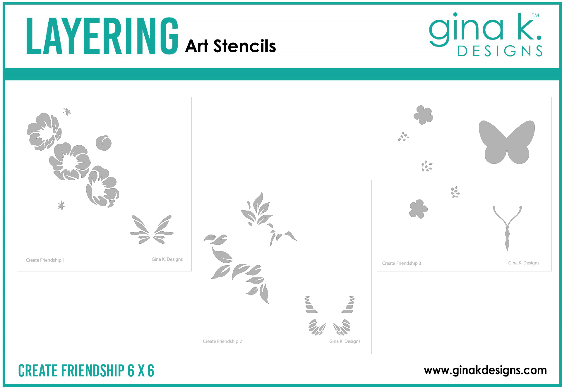 Gina K Designs - STENCIL- Create Friendship Layering Stencil