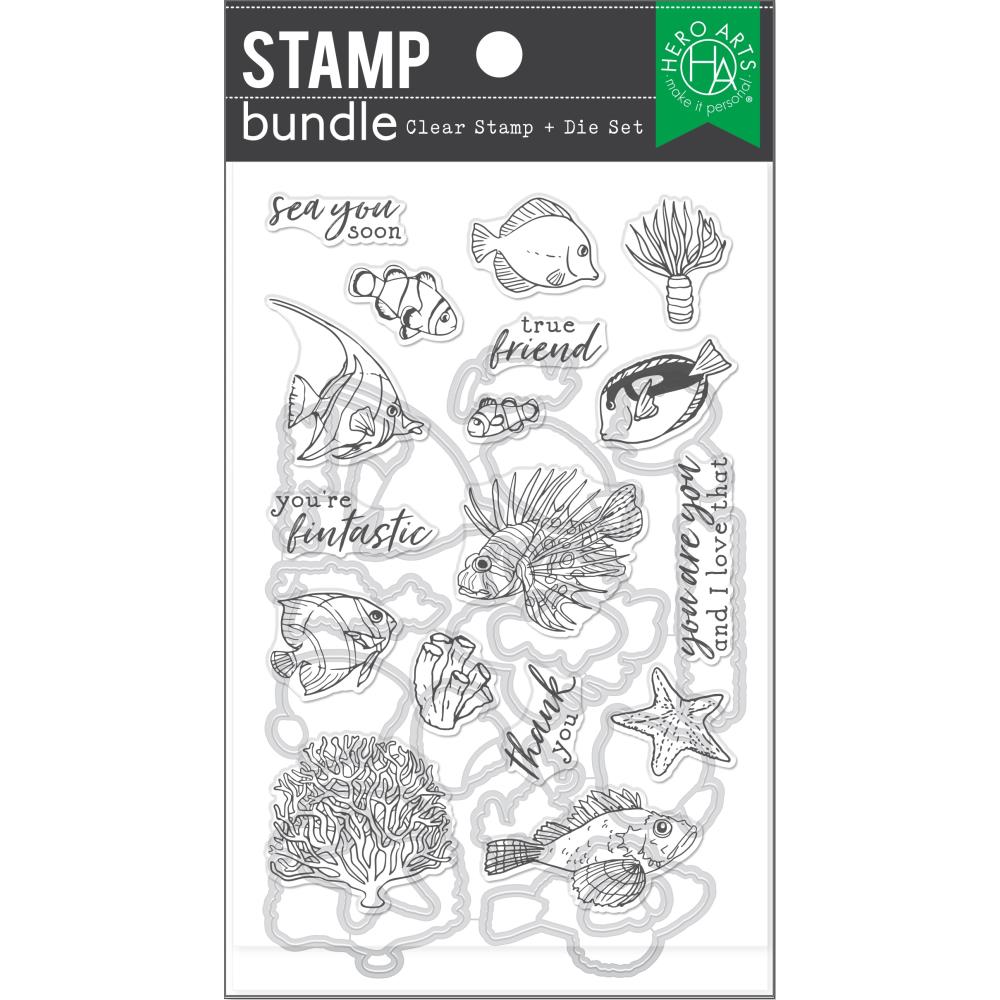 Hero Arts Clear Stamp & Die Combo - Tropical Fishes 