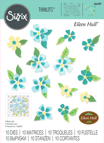 Sizzix - Thinlits Die by Eileen Hull Painterly Blooms & Background (10pcs) 