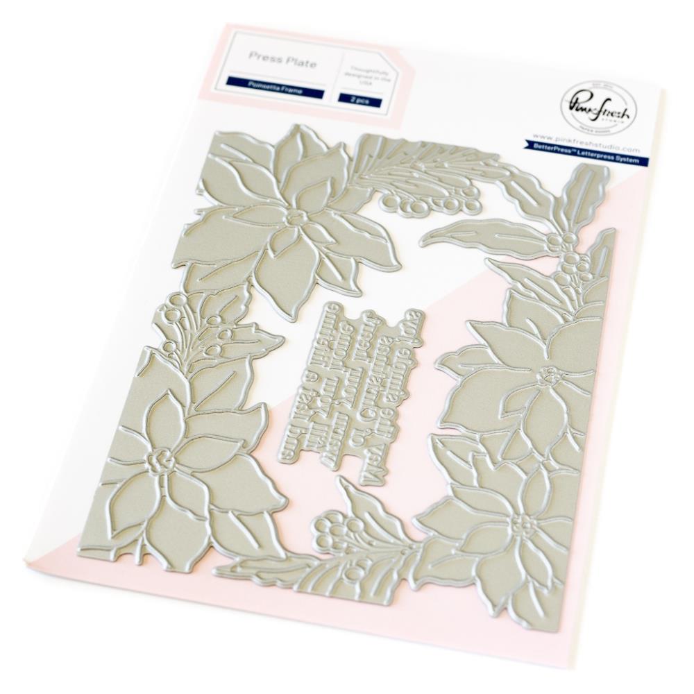 Pinkfresh Studio Press Plate -  Poinsettia Frame 