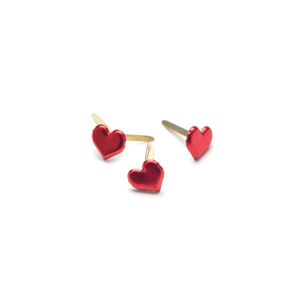 Creative Impressions Painted Metal Paper Fasteners - Hearts - Metallic Red 