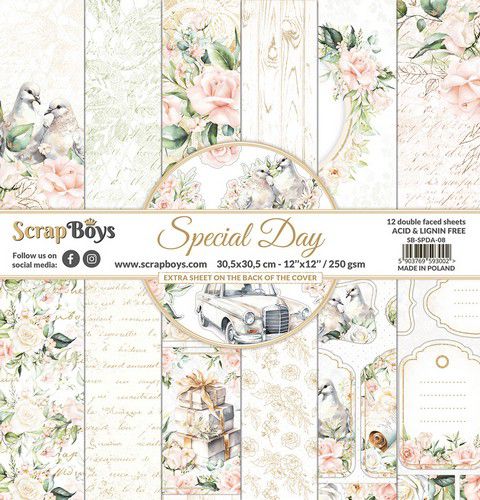 ScrapBoys Special Day paperset 12 vl+cut out elements 12x12" 