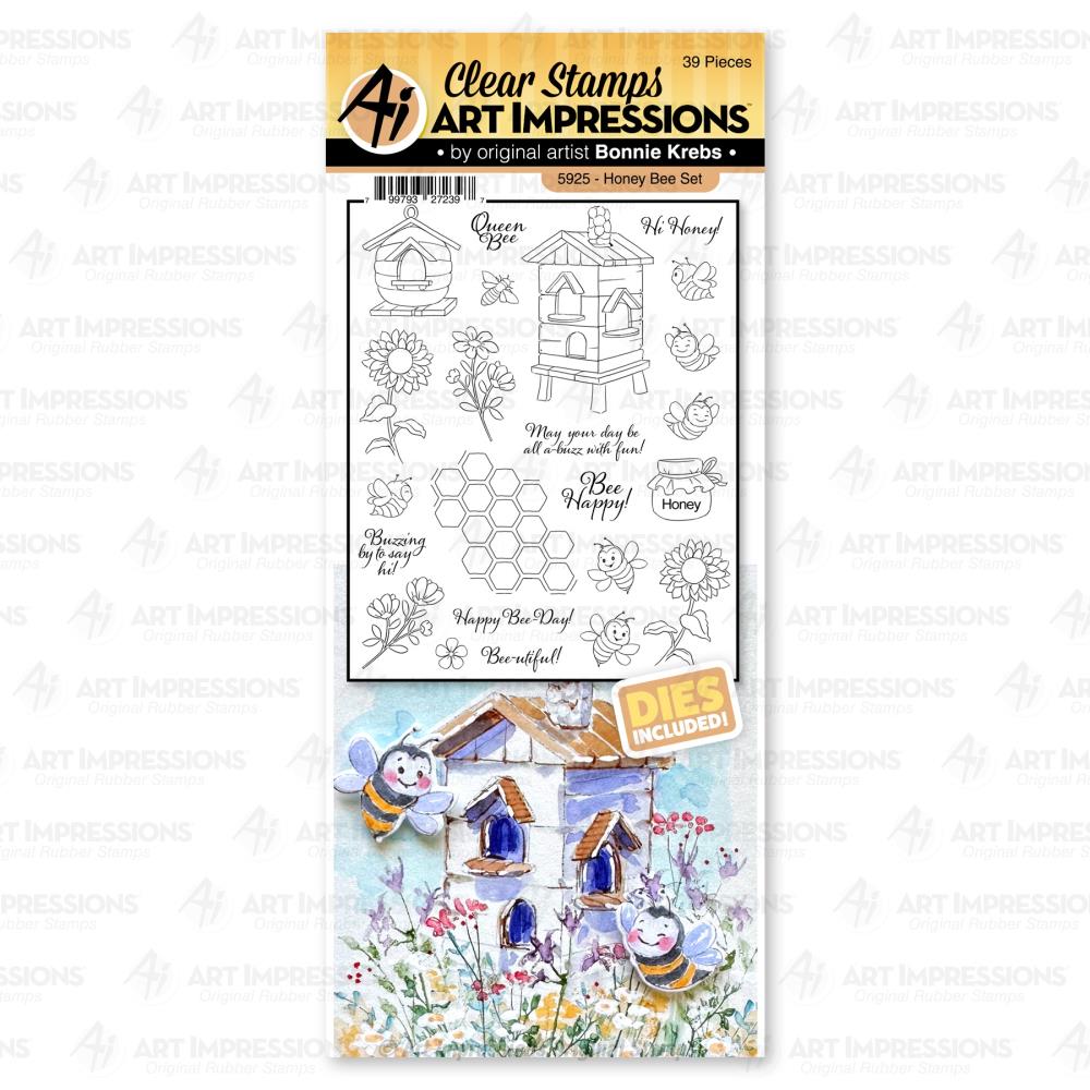 Art Impressions Funny Farm Stamp & Die Set - Honey Bee