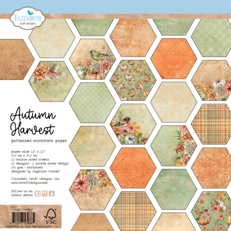 Elizabeth Craft  - Autumn Harvest 12x12 Inch Patterned Cardstock Paper