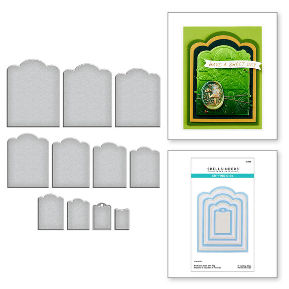 Spellbinders - Scallop Labels and Tag Etched Dies from the Sealed 3D Botanical Collection