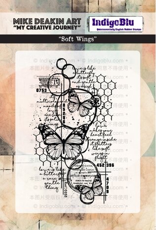 IndigoBlu - Soft Wings A6 Rubber Stamps 