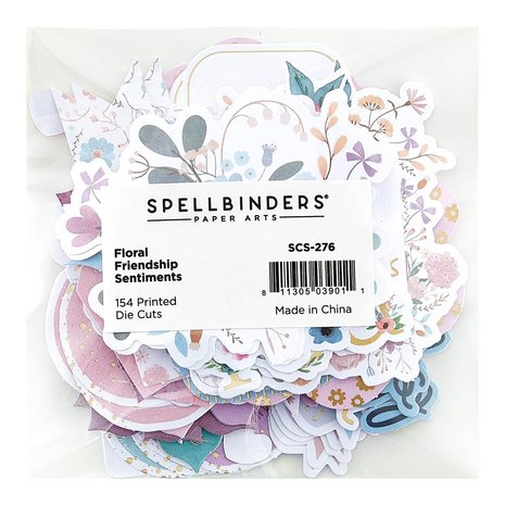 Spellbinders - Floral Friendship Printed Die Cut Sentiments