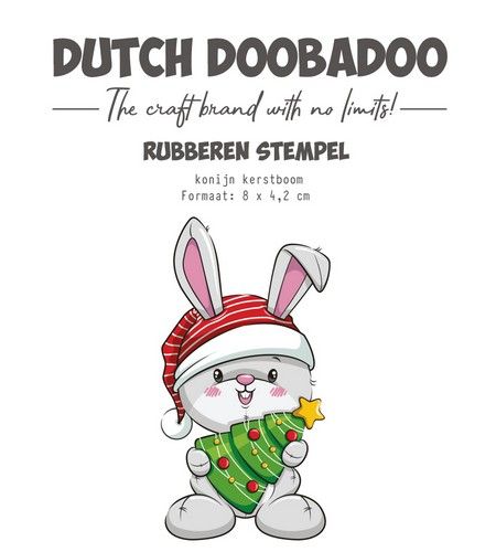 Dutch Doobadoo Rubber stempel Rabbit Christmas tree