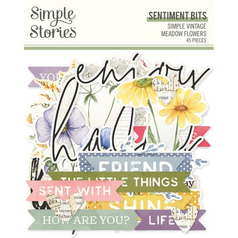 Simple Stories - Simple Vintage Meadow Flowers Sentiment Bits & Pieces