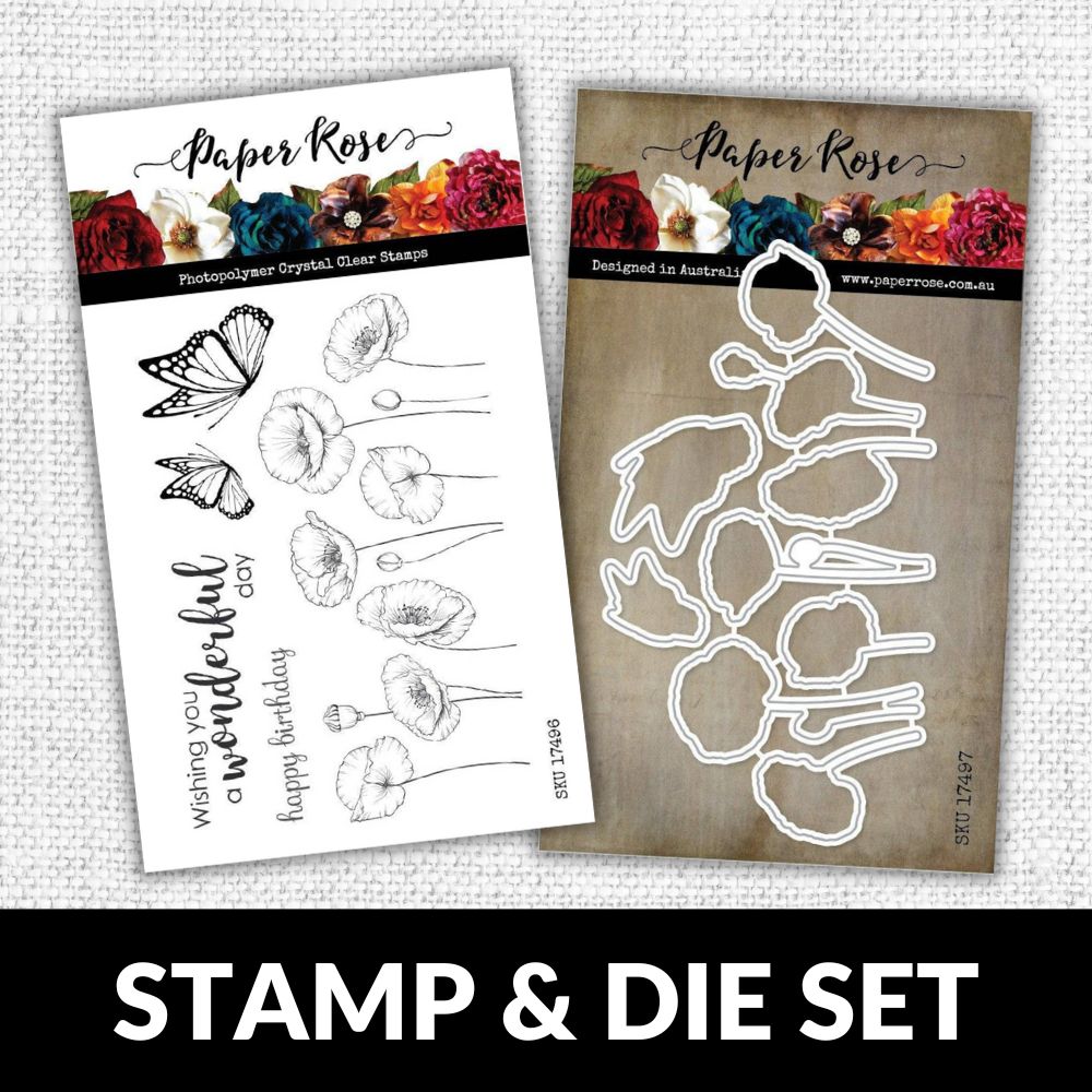 Paper Roses - Poppies 4x6" CLEAR STAMP & DIE SET