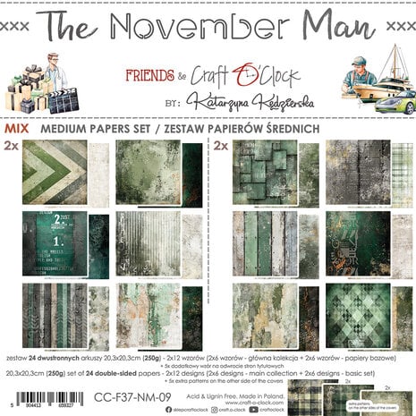 Craft O'Clock - The November Man 8x8 Inch Medium Papers Set