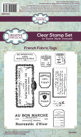 Creative Expressions - Taylor Made Journals Clear Stamp French Fabric Tags