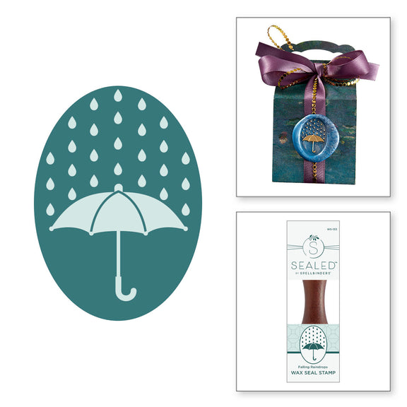 Spellbinders - Falling Raindrops Wax Seal Stamp from the Falling Leaves Collection