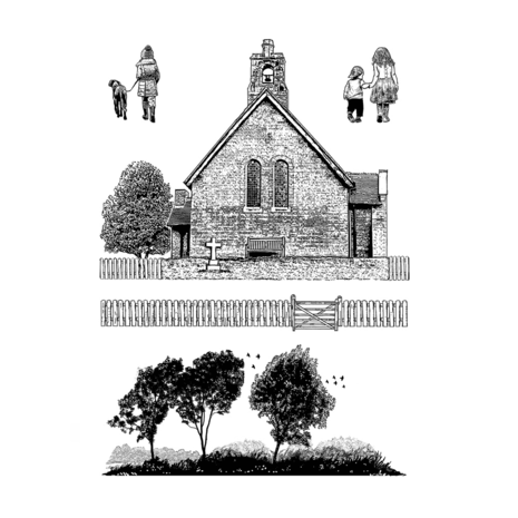 Crafty Individuals - Red Brick Church Unmounted Rubber Stamps