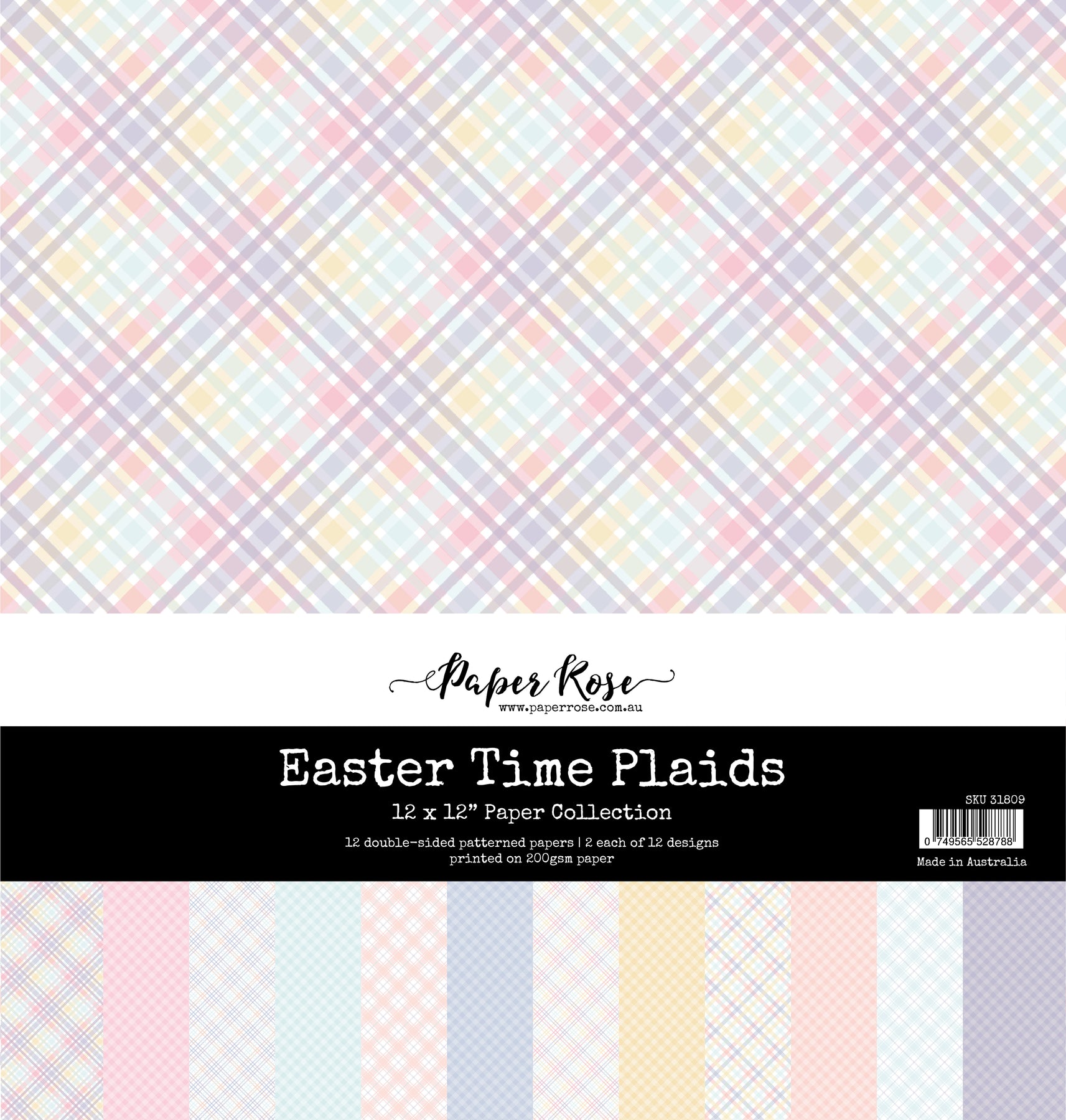 Paper Rose - Easter Time Plaids 12x12 Paper Collection