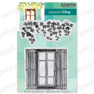 Penny Black - WINDOW (CLIND RUBBER STAMP) window 3.38"x3.38" , ivy 4.38"x1.88"