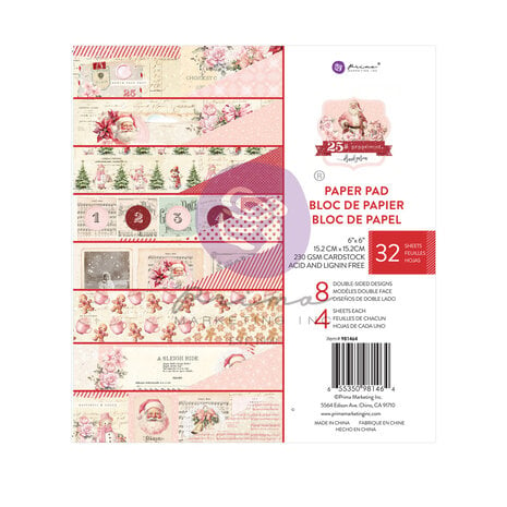 Prima Marketing 25 & Peppermint 6x6 Inch Paper Pad